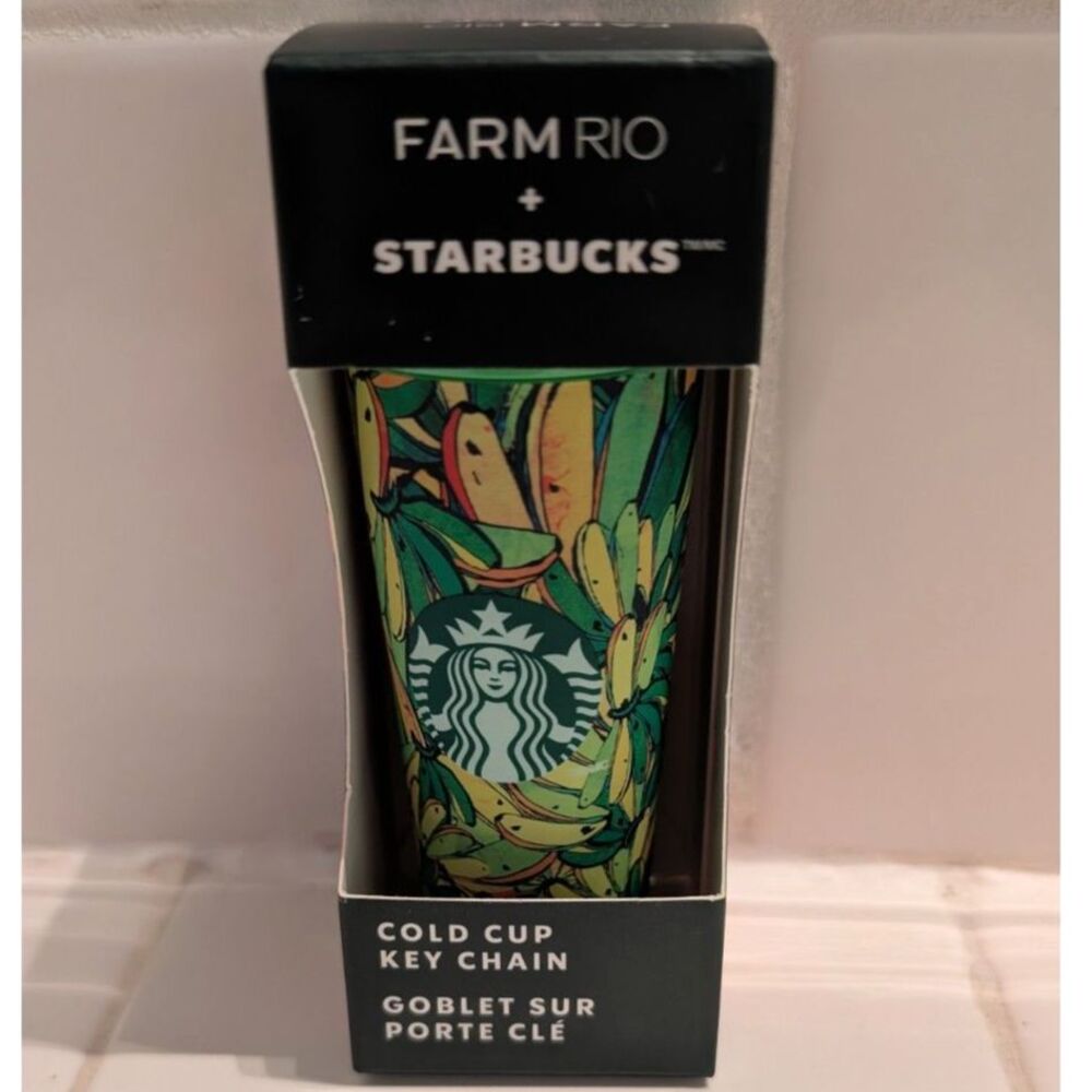 NWT Starbucks x FARM RIO Banana Leaves Cold Cup Keychain Mini Ornament